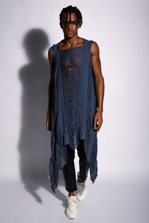 BLUE KNITTED Poncho