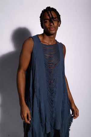 BLUE KNITTED Poncho