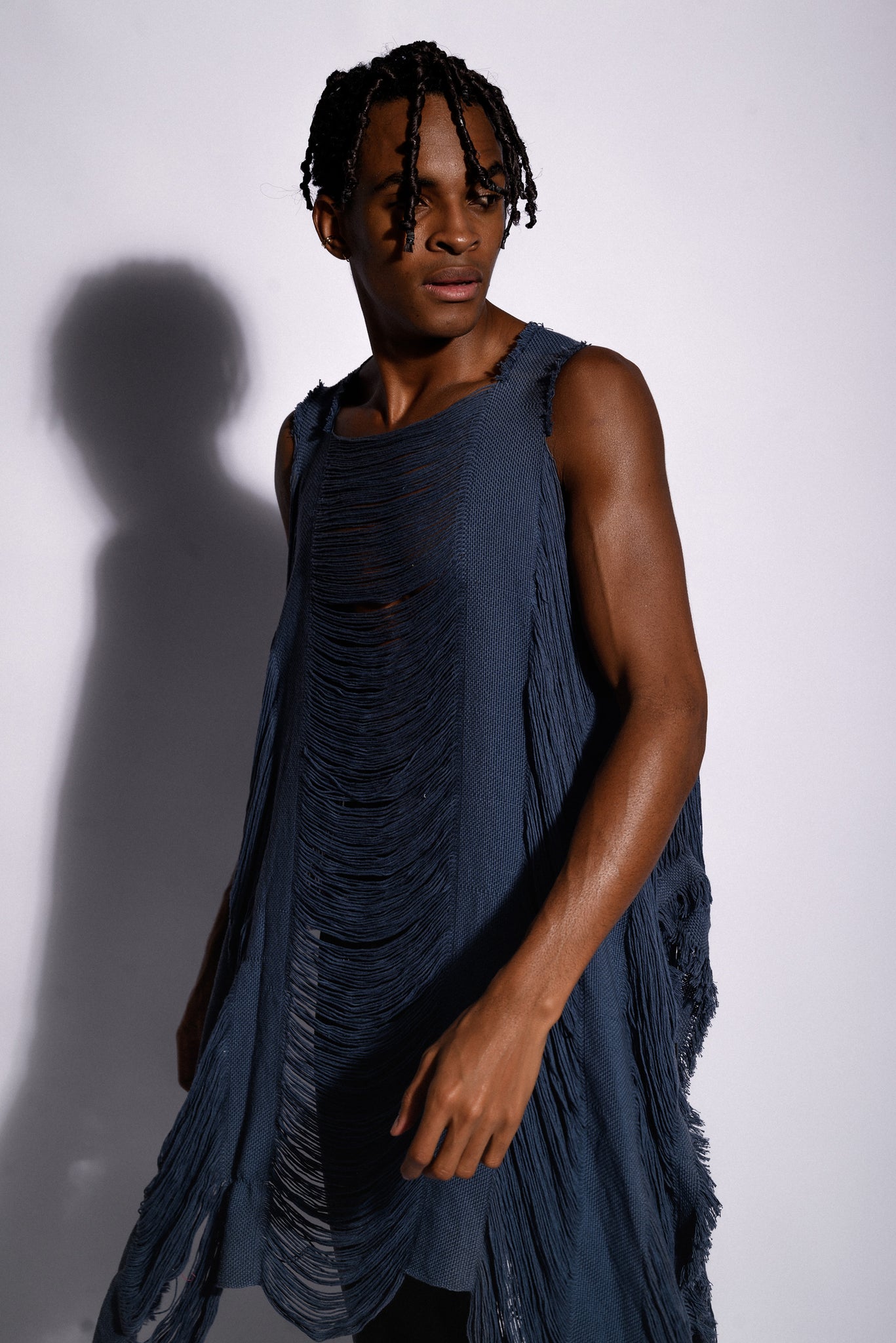 BLUE KNITTED Poncho