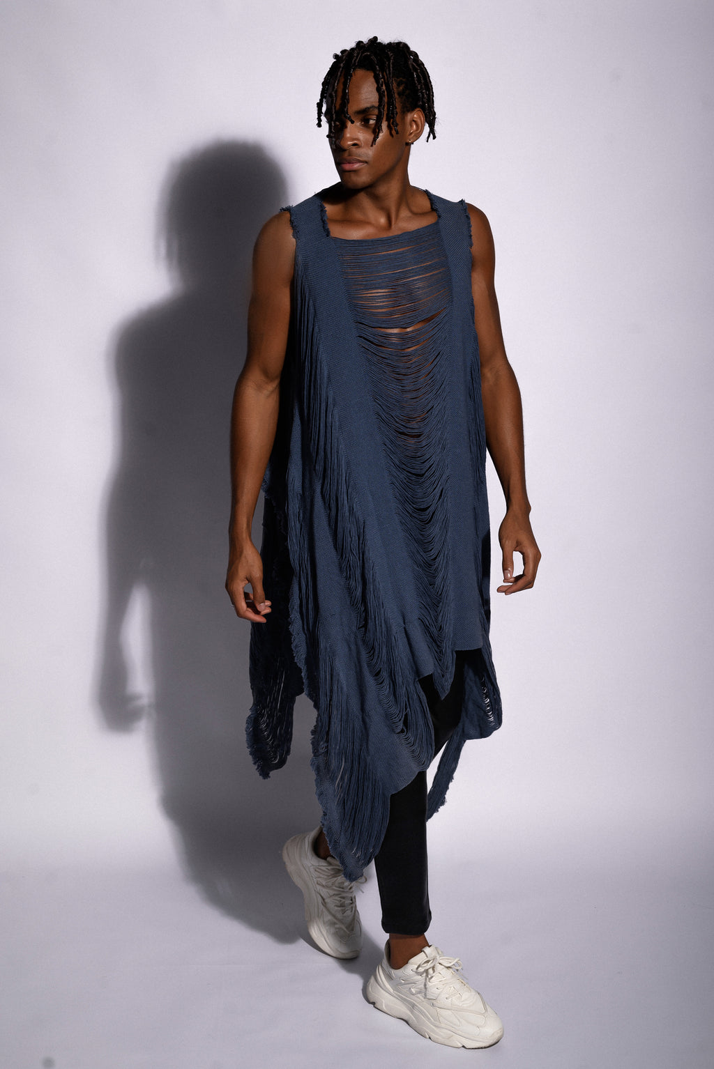 BLUE KNITTED Poncho